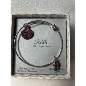 Extraordinary Life Sterling Silver Faith Hope & Love Expandable Charm Bracelet